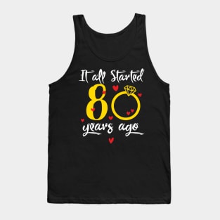 Wedding Anniversary 80 Years Together Golden Family Marriage Gift For Husband And Wife Tank Top